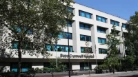 Modern private hospital building in the UK with clear signage