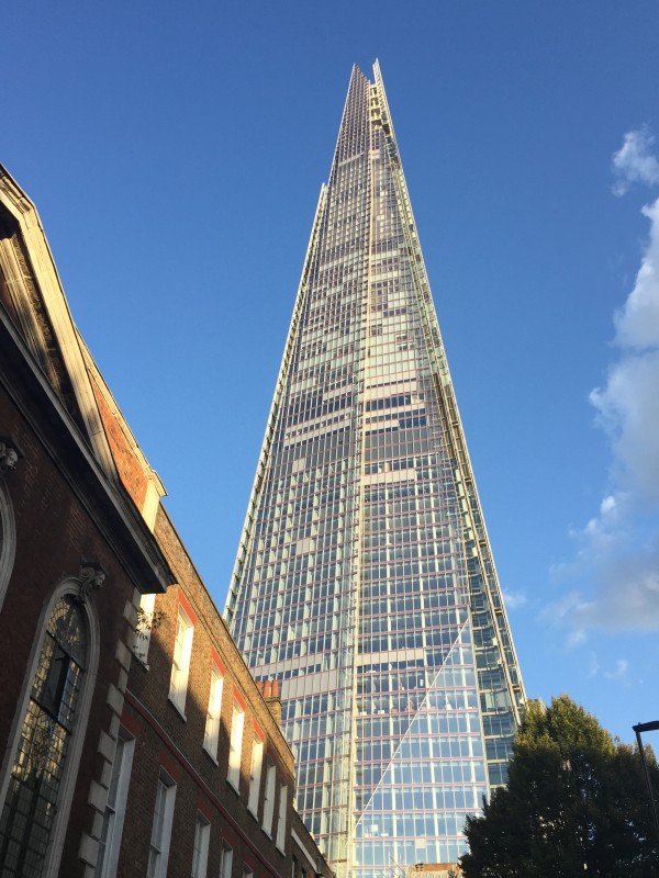 Exterior of HCA UK at The Shard with London skyline view